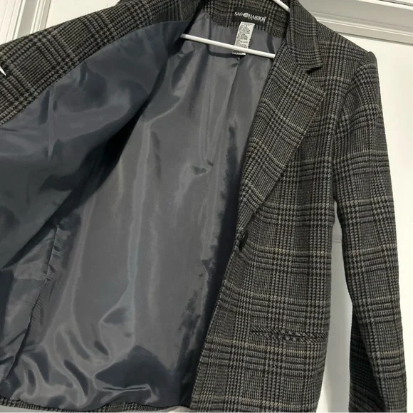 Sag Harbor women’s 8 gray plaid wool blazer jacket academia preppy fall winter - Picture 4 of 8